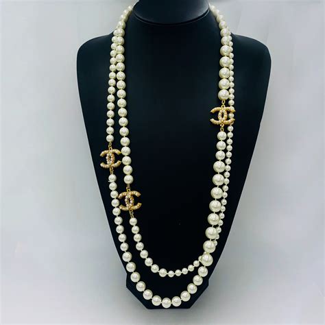 chanel long necklace with beads|authentic chanel necklace for sale.